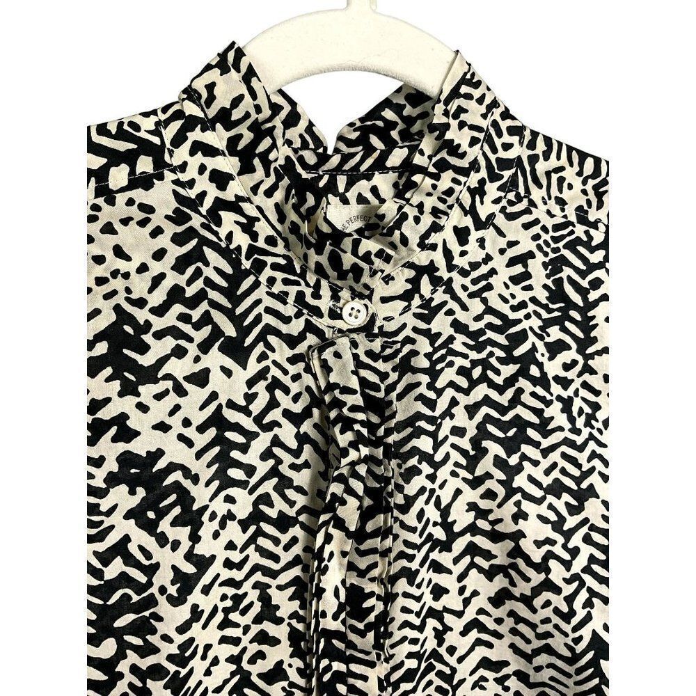J. Crew Strada Fan Placket Perfect Shirt, Black/Cream, 100% Cotton, size 4 - Picture 7 of 13